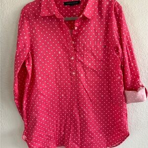 Tommy Hilfiger Coral Pink Polka Dot Button-Front Shirt
